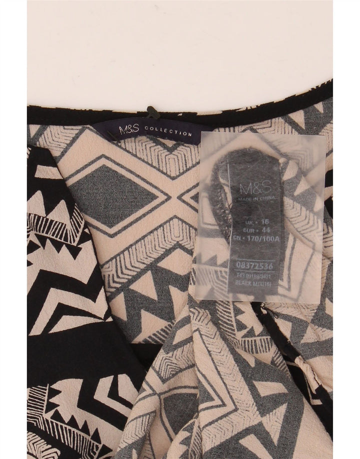 Top ženske bluze Marks & Spencer UK 16 Velika crna geometrijska viskoza