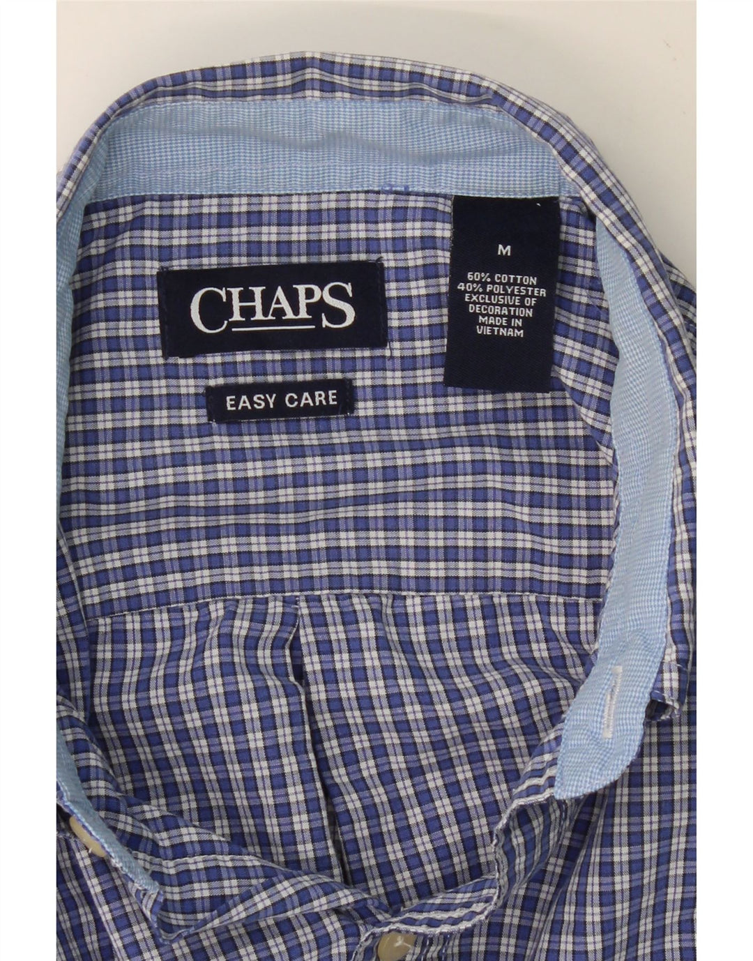 CHAPS Mens Short Sleeve Shirt Medium Blue Check Cotton Vintage Chaps and Second-Hand Chaps from Messina Hembry 
