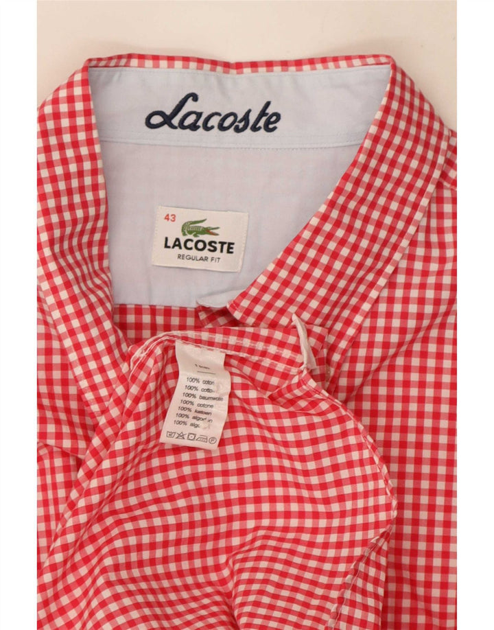 Lacoste muška košulja standardnog kroja, veličina 43, veliki crveni pamuk od ginghama