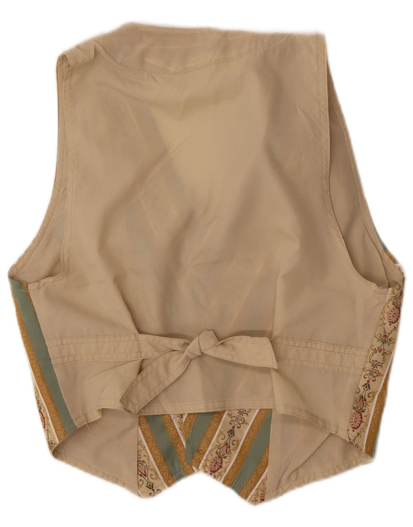 VINTAGE ženski prsluk UK 10 Small Beige Fair Isle Cotton