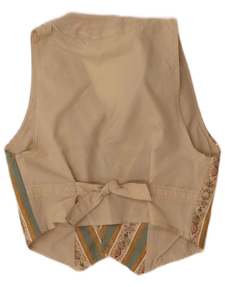 VINTAGE ženski prsluk UK 10 Small Beige Fair Isle Cotton