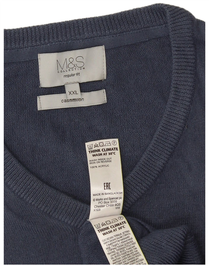 Marks & Spencer muški džemper s V izrezom 2XL tamnoplavi