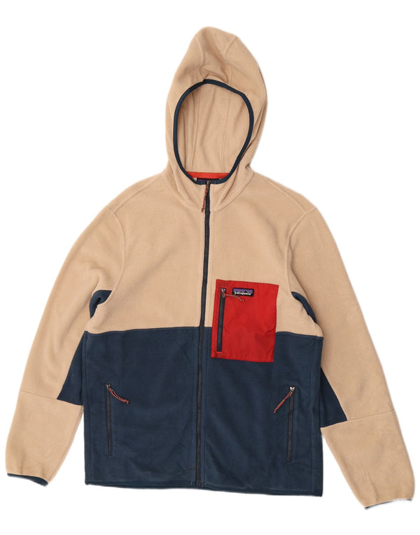 Patagonia Muška flis jakna s kapuljačom UK 40 Large Beige Colourblock Poliester