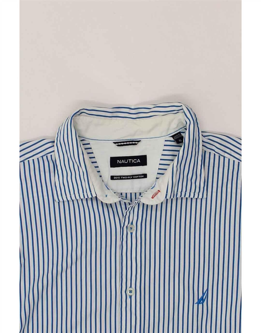 NAUTICA Mens Shirt XL Blue Striped Cotton Vintage Nautica and Second-Hand Nautica from Messina Hembry 