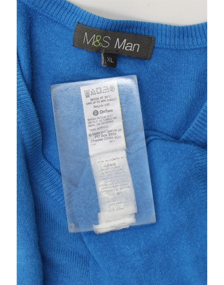 Marks & Spencer muški pulover s V-izrezom XL plavi akril