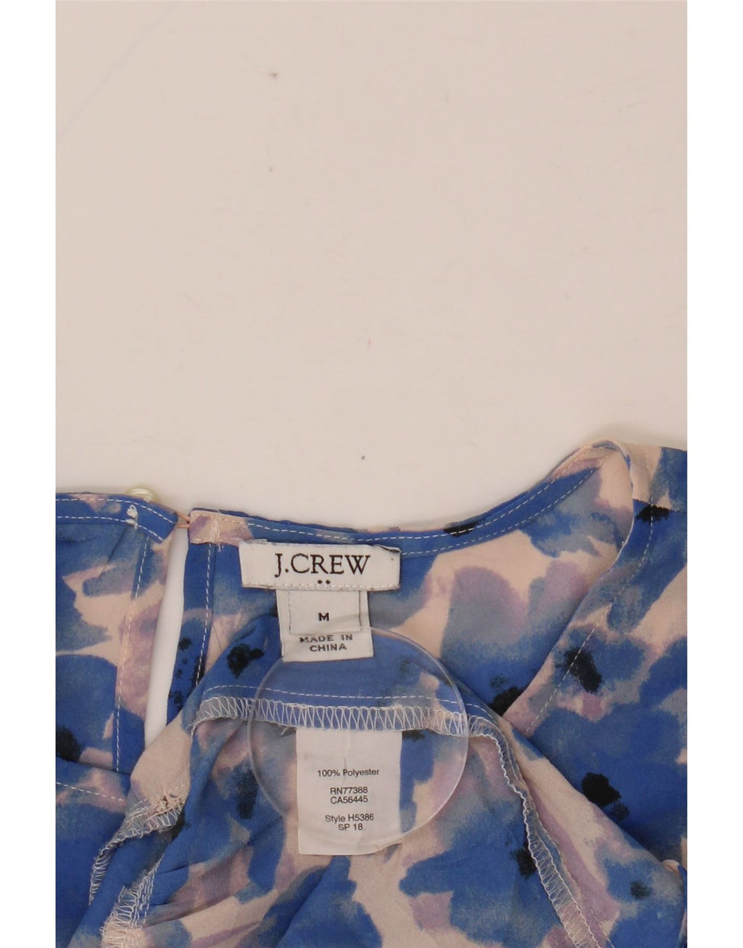J. CREW Ženski gornji dio bluze s 3/4 rukavima UK 14 Srednje plavi cvjetni poliester