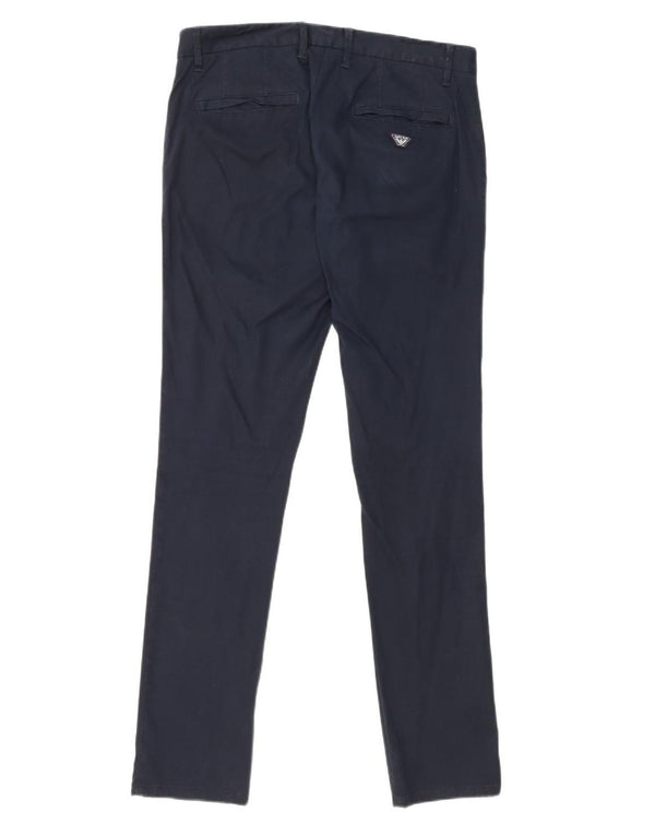 ARMANI Mens Slim Chino Trousers IT 48 Medium W32 L33 Navy Blue Cotton