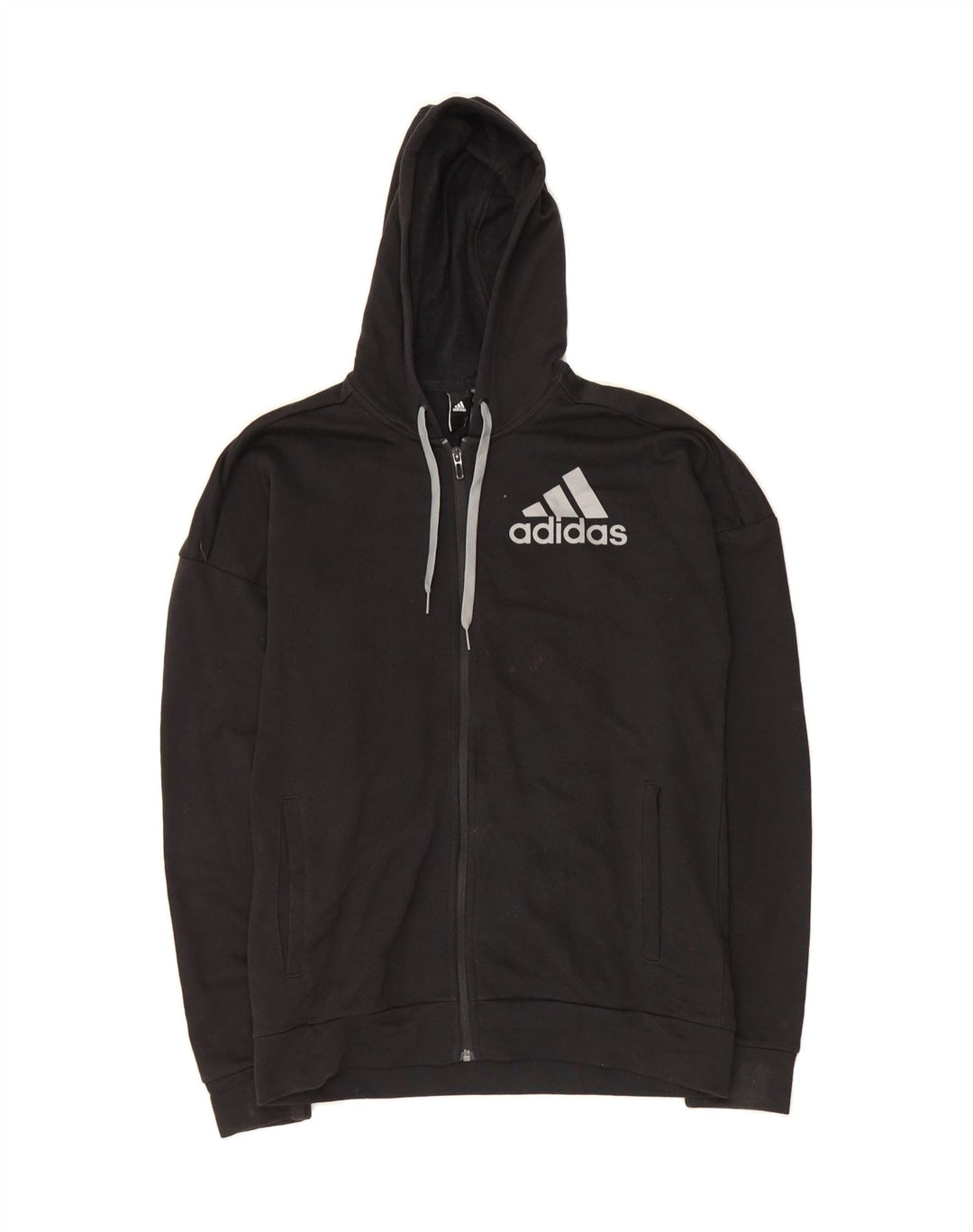 ADIDAS Mens Zip Hoodie Sweater Medium Black Cotton Vintage Adidas and Second-Hand Adidas from Messina Hembry 