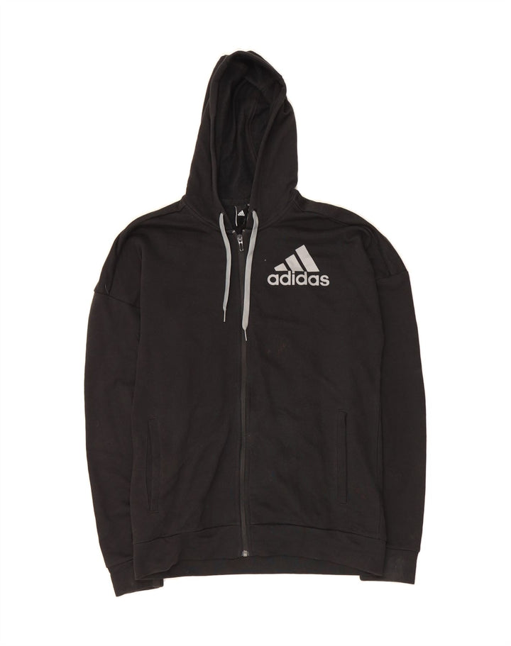 ADIDAS Mens Zip Hoodie Sweater Medium Black Cotton Vintage Adidas and Second-Hand Adidas from Messina Hembry 