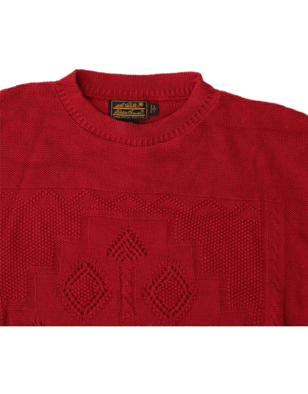 EDDIE BAUER Womens Longline Crew Neck Jumper Sweater UK 14 Medium Red Vintage Eddie Bauer and Second-Hand Eddie Bauer from Messina Hembry 