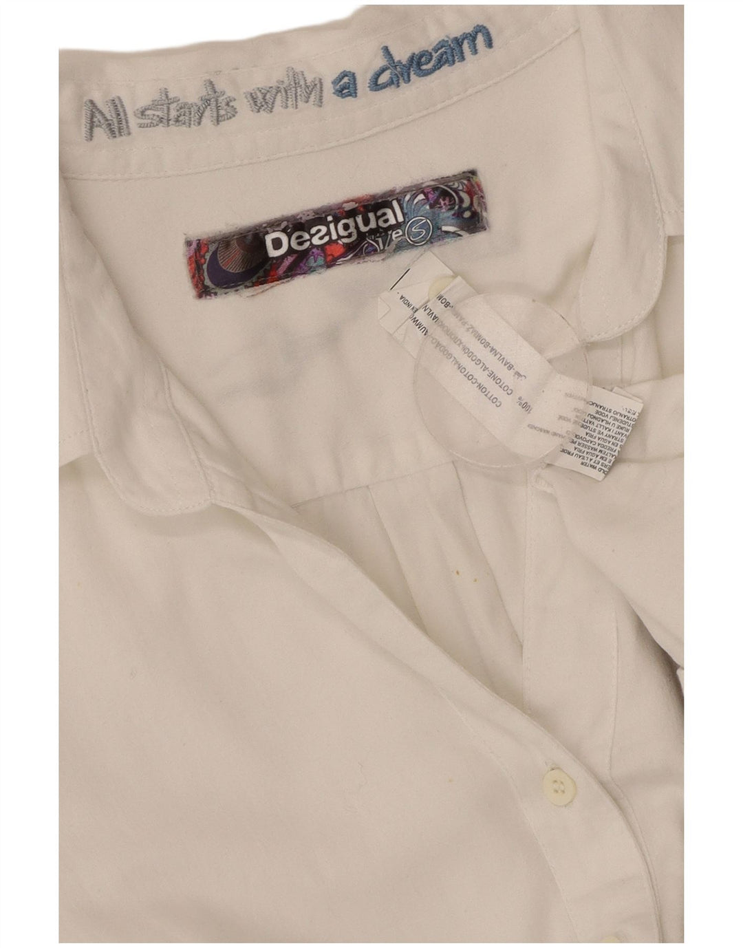 DESIGUAL Ženska grafička košulja UK 10 Mala bijela cvjetna pamuk
