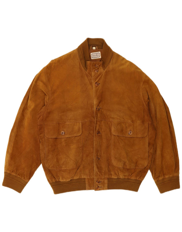 Vintage muška bomber jakna od brušene kože UK 42 XL smeđa koža