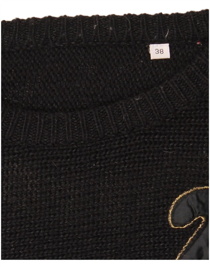 VINTAGE ženski džemper s okruglim izrezom EU 38 srednje crne boje