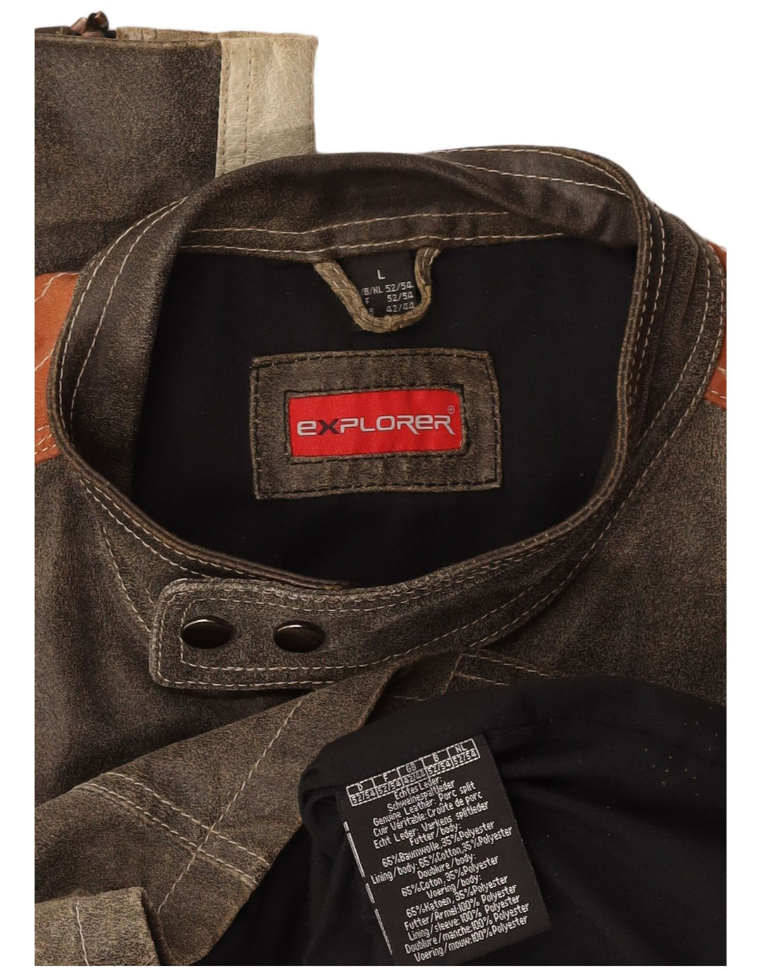 EXPLORER muška kožna jakna UK 40 Large Grey Colourblock koža