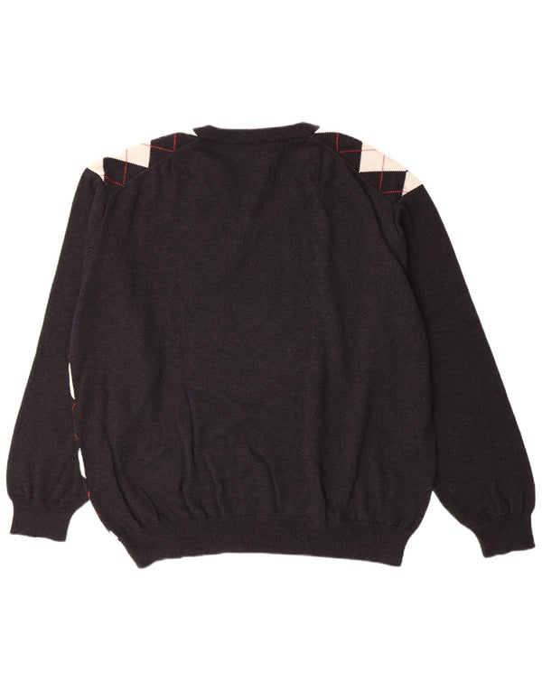 LACOSTE Muški džemper s V-izrezom Veličina 8 3XL Crni Argyle/Diamond Pamuk