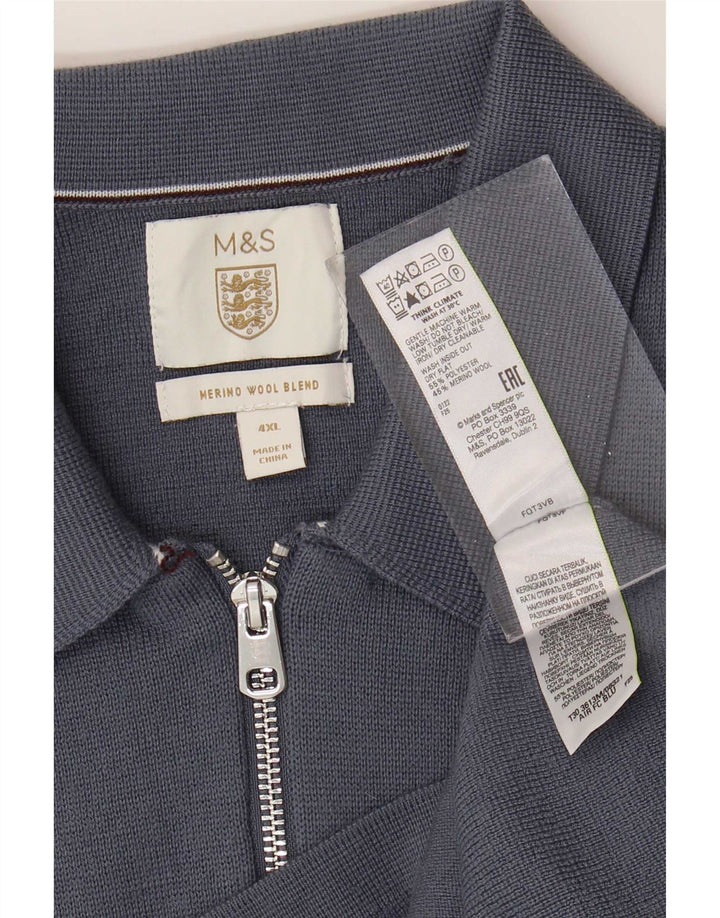 Marks & Spencer muški kardigan pulover 4XL plavi poliester