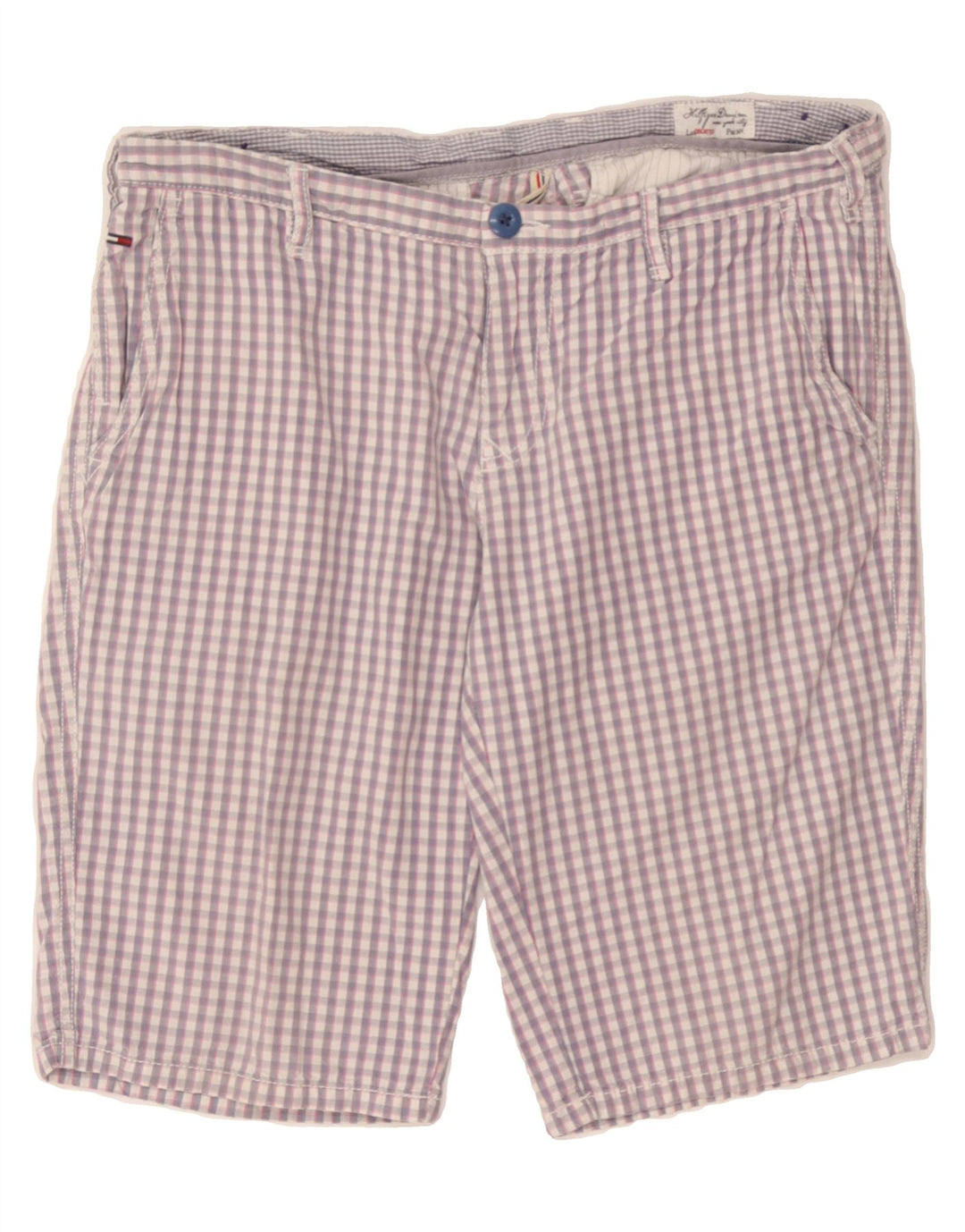 TOMMY HILFIGER Womens Chino Shorts W30 Medium  Purple Gingham Cotton Vintage Tommy Hilfiger and Second-Hand Tommy Hilfiger from Messina Hembry 