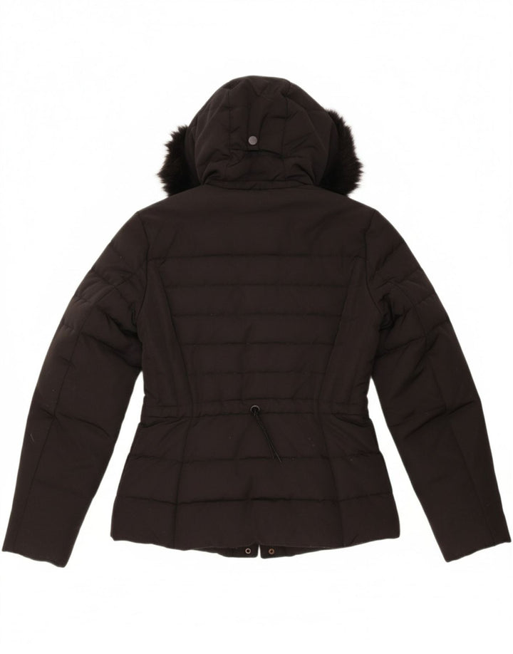 ZARA Womens Hooded Padded Jacket UK 14 Large Black Polyester Vintage Zara and Second-Hand Zara from Messina Hembry 