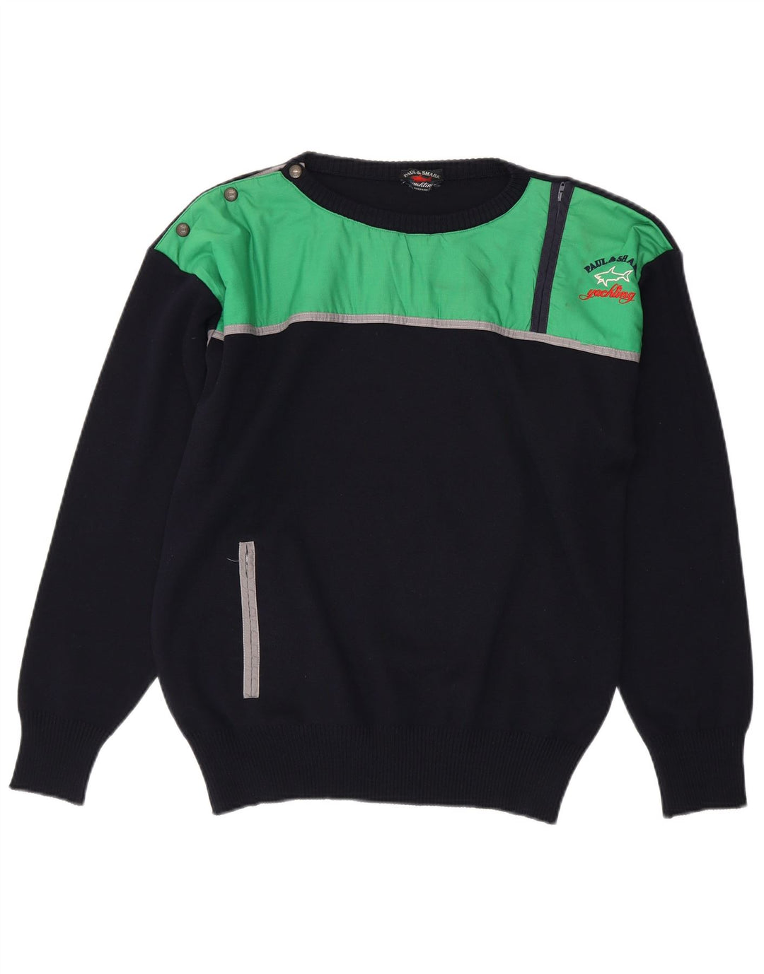 Paul & Shark muški džemper s izrezom s patentnim zatvaračem srednje tamnoplave djevičanske vune