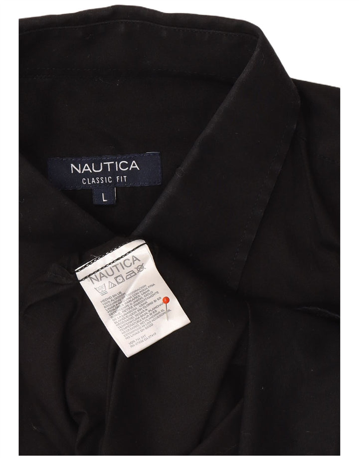 NAUTICA Mens Classic Fit Shirt Large Black Cotton