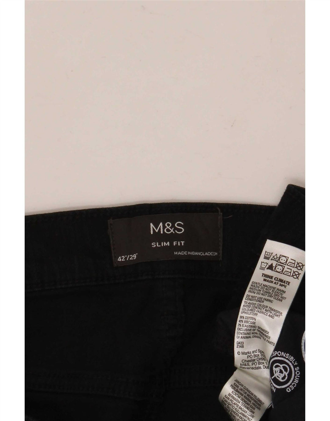 Marks & Spencer muške uske traperice W42 L29 crni pamuk