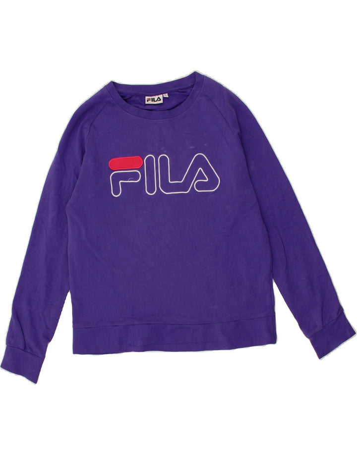 FILA Womens Graphic Sweatshirt Jumper UK 10 Small Purple Vintage Fila and Second-Hand Fila from Messina Hembry 