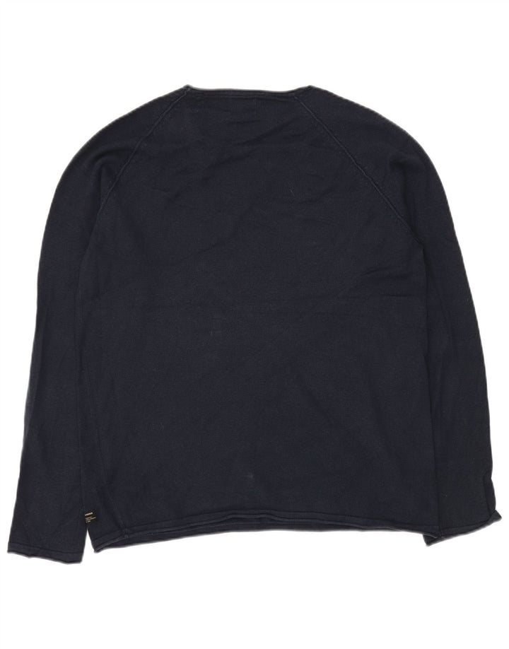 JACK & JONES Muški džemper s okruglim izrezom Srednji tamnoplavi pamuk