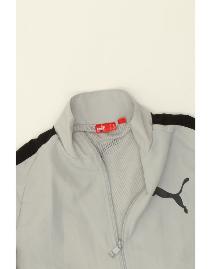 PUMA Boys Graphic Tracksuit Top Jacket 11-12 Years Large  Grey Colourblock Vintage Puma and Second-Hand Puma from Messina Hembry 