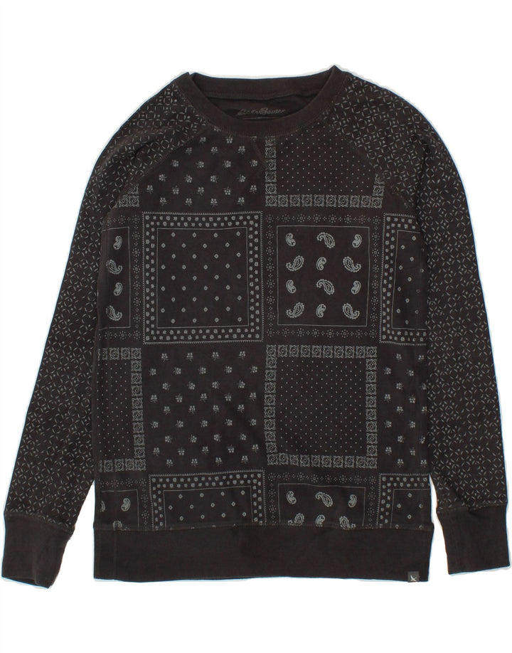 EDDIE BAUER Womens Sweatshirt Jumper UK 6 XS Black Patchwork Cotton Vintage Eddie Bauer and Second-Hand Eddie Bauer from Messina Hembry 