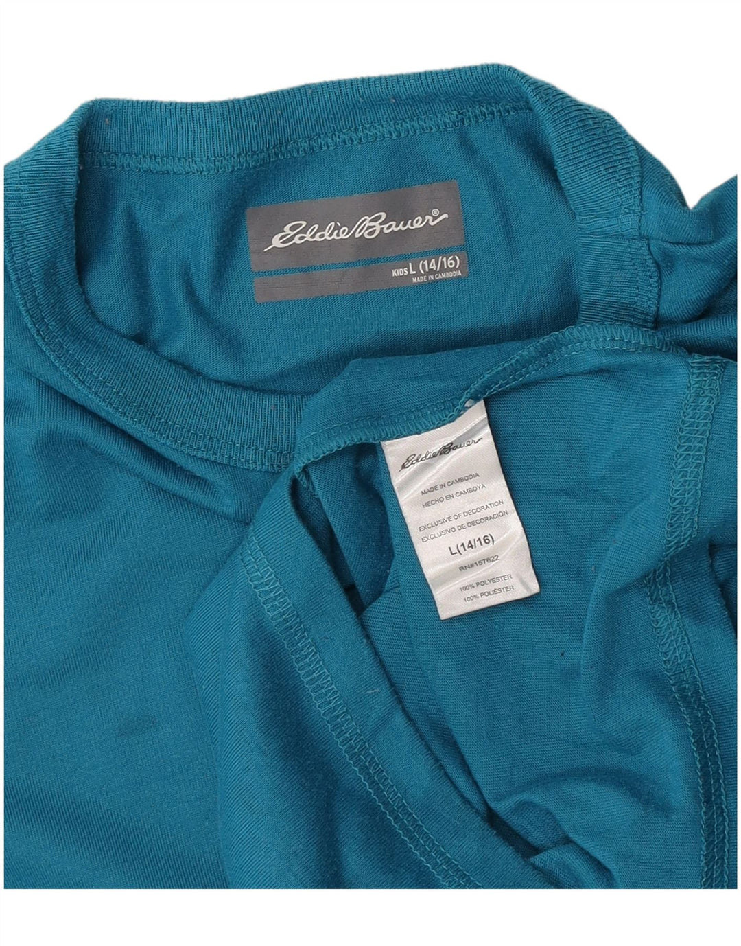 Majica kratkih rukava Eddie Bauer za dječake 14-15 godina velika plava poliester