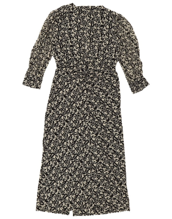 Topshop ženska mala maksi haljina 3/4 rukava UK 4 XS crna cvjetna poliesterska