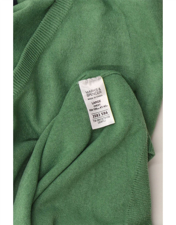 Marks & Spencer muški pulover s V-izrezom, veliki zeleni akril