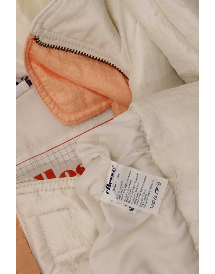 Ellesse Ženska široka podstavljena jakna IT 48 XL Retro od bijelog najlona