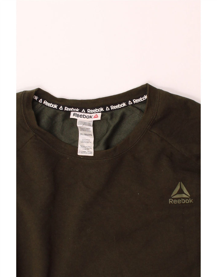 REEBOK Mens Sweatshirt Jumper 2XL Khaki Cotton Vintage Reebok and Second-Hand Reebok from Messina Hembry 