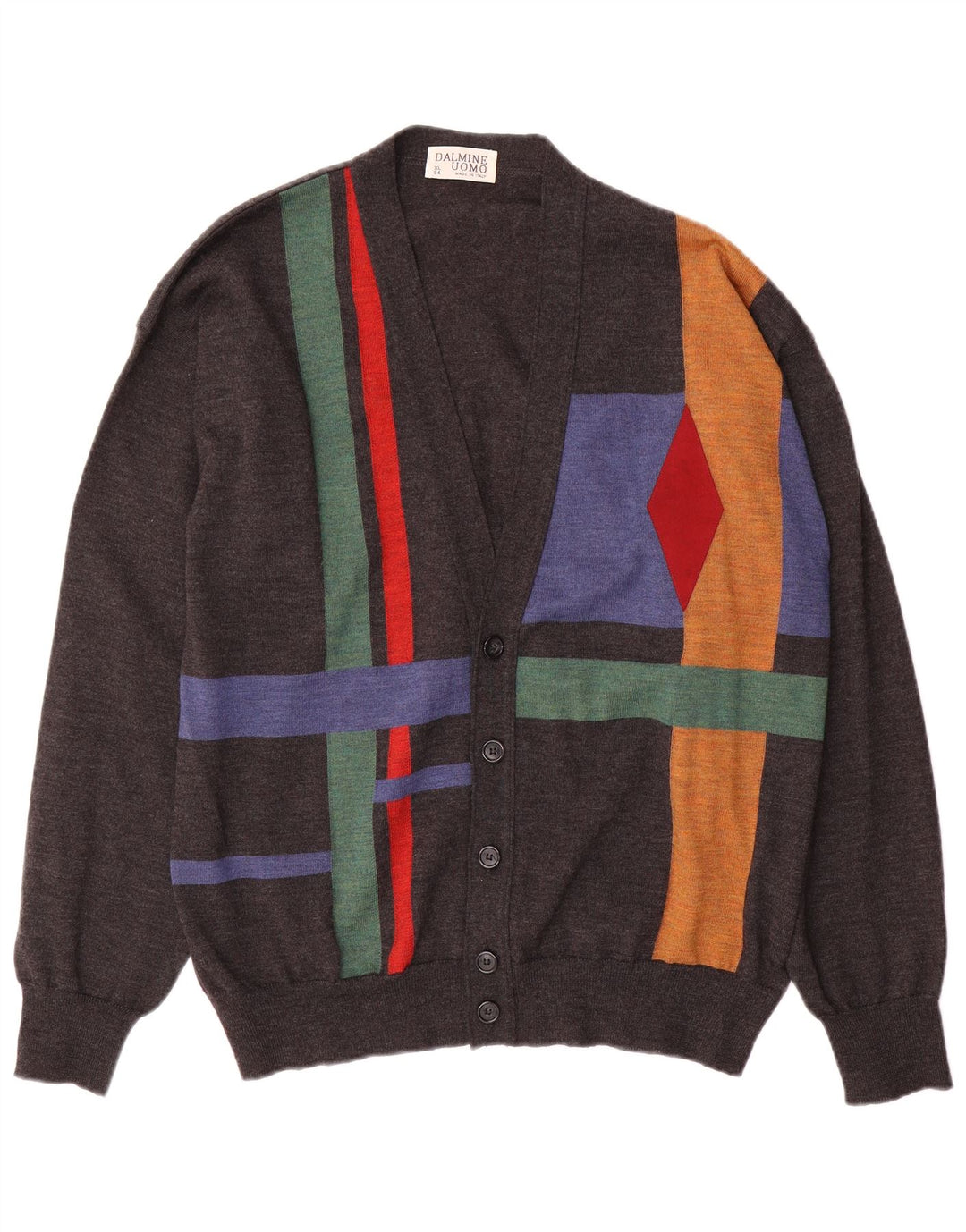 DALMINE Muški kardigan džemper IT 54 XL sivi argyle/dijamantna vuna