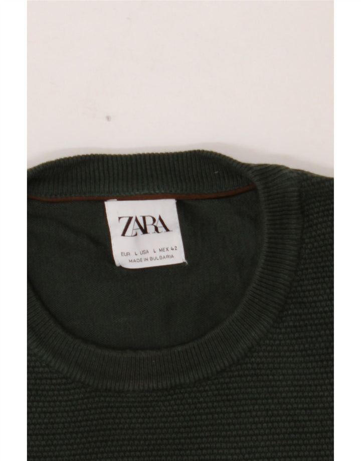 ZARA muški pulover s okruglim izrezom, veliki zeleni