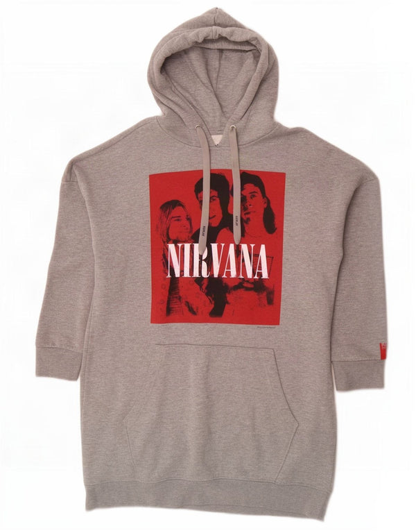 Replay ženska haljina s kapuljačom Nirvana Graphic UK 10 Small Grey Flected