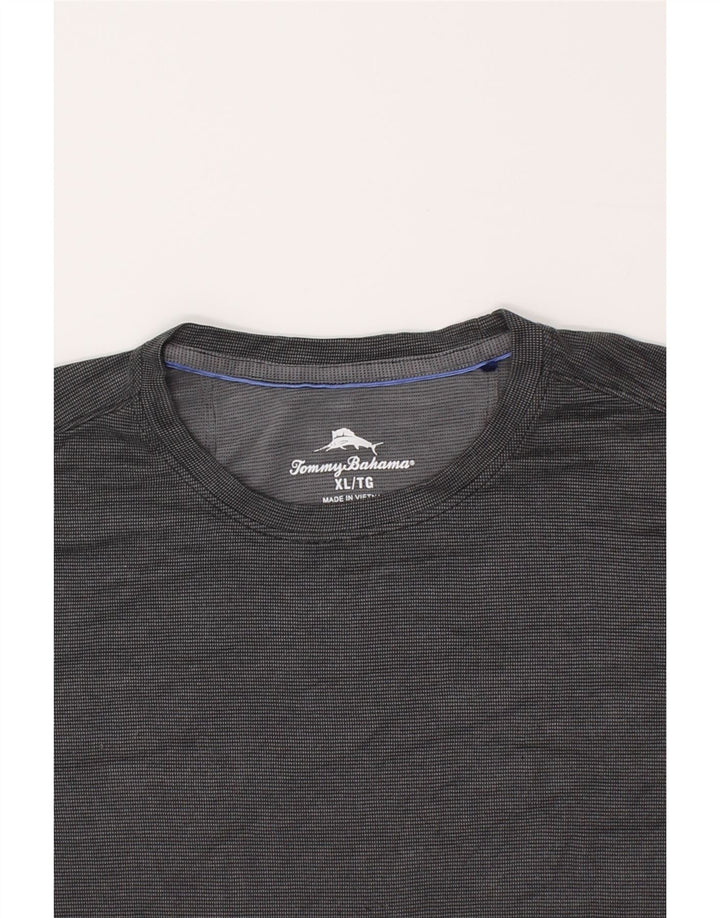 TOMMY BAHAMA Mens T-Shirt Top XL Grey Check Polyester Vintage Tommy Bahama and Second-Hand Tommy Bahama from Messina Hembry 