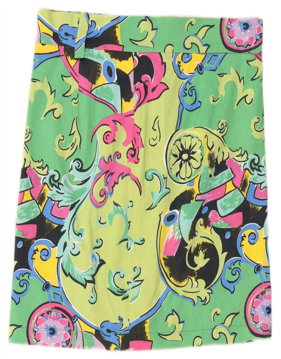 VINTAGE ženska ravna suknja W26 Mali zeleni paisley