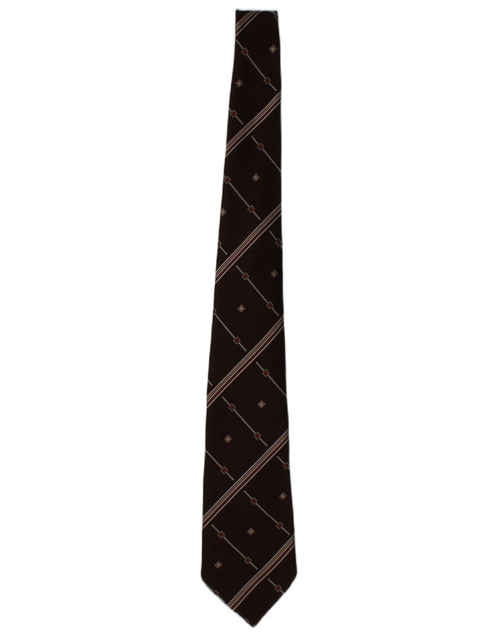 ST. BERNARD Mens Graphic Tie One Size Brown Striped Polyester Classic