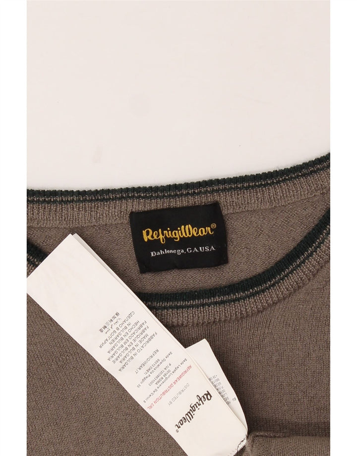 REFRIGIWEAR Mens Crew Neck Jumper Sweater Small Brown Wool Vintage Refrigiwear and Second-Hand Refrigiwear from Messina Hembry 