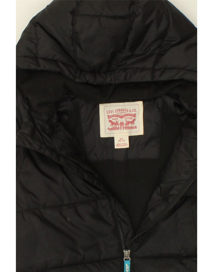 LEVI'S Boys Hooded Padded Jacket 11-12 Years Black Polyester Vintage Levi's and Second-Hand Levi's from Messina Hembry 