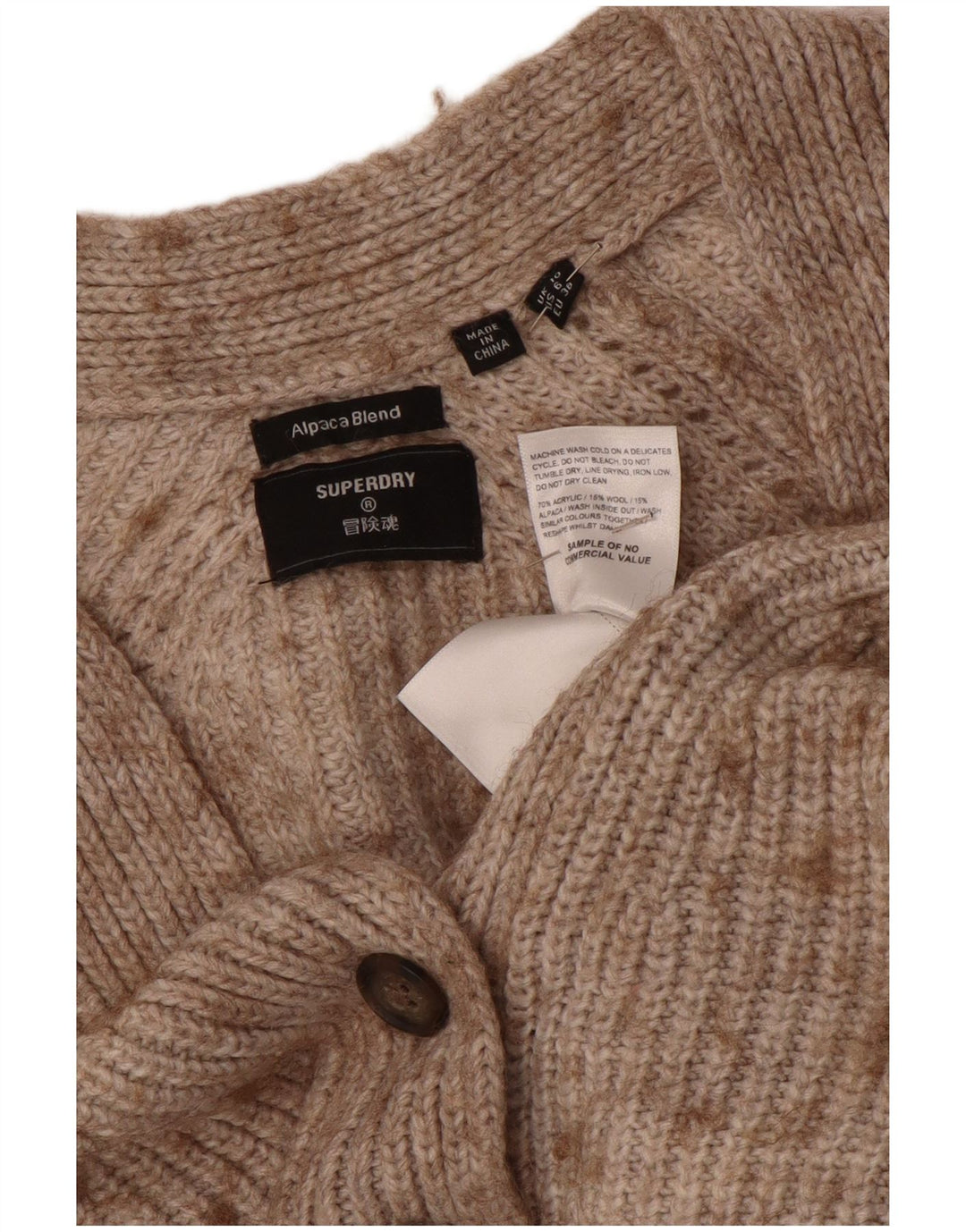 Superdry ženski kratki kardigan pulover UK 10 Small Beige Flected