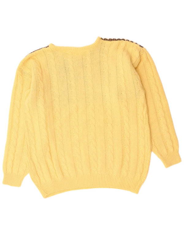 VINTAGE muški džemper s okruglim izrezom, veliki žuti vuneni vuneni vuneni stil