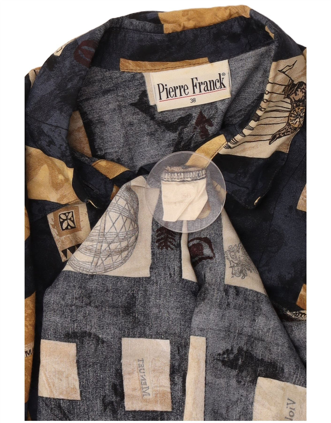 Vintage ženska košulja EU 38 srednje tamnoplava patchwork viskoza