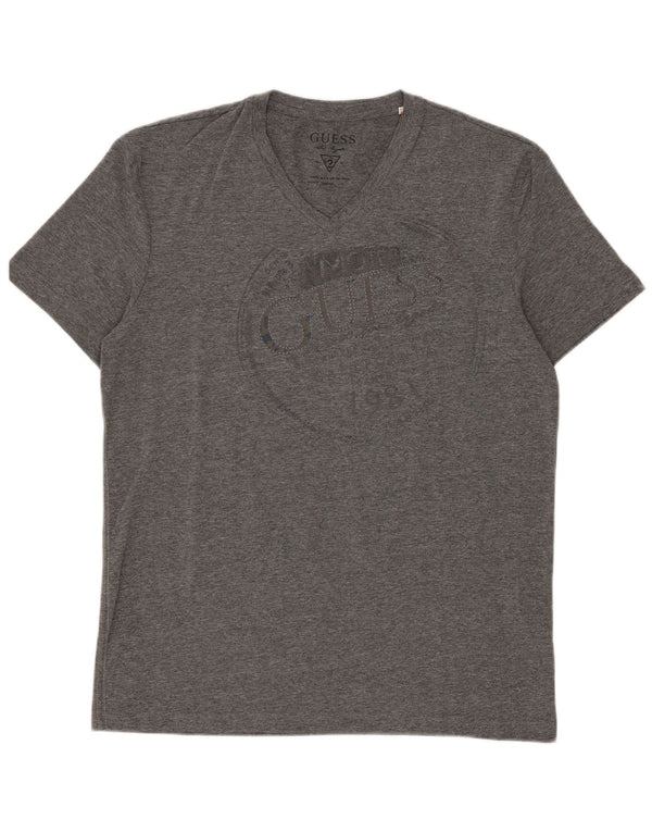 Guess Womens Graphic T-Shirt Top UK 14 Large Grey Cotton