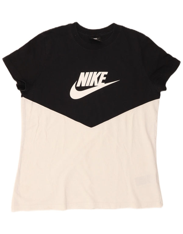 Nike Ženska majica kratkih rukava s grafičkim motivima UK 16 Large Black Colourblock Cotton