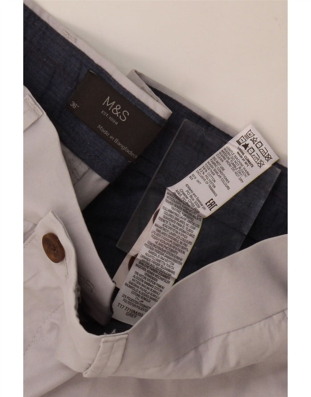MARKS & SPENCER Mens Chino Shorts W36 Large Grey Cotton