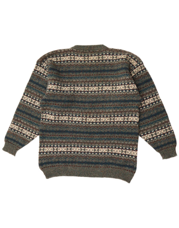 Antartex muški džemper s okruglim izrezom XL Green Fair Isle Wool