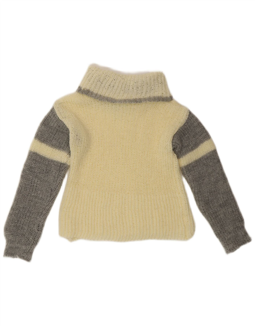 VINTAGE ženski džemper s rol izrezom UK 10 Small Off White Colourblock